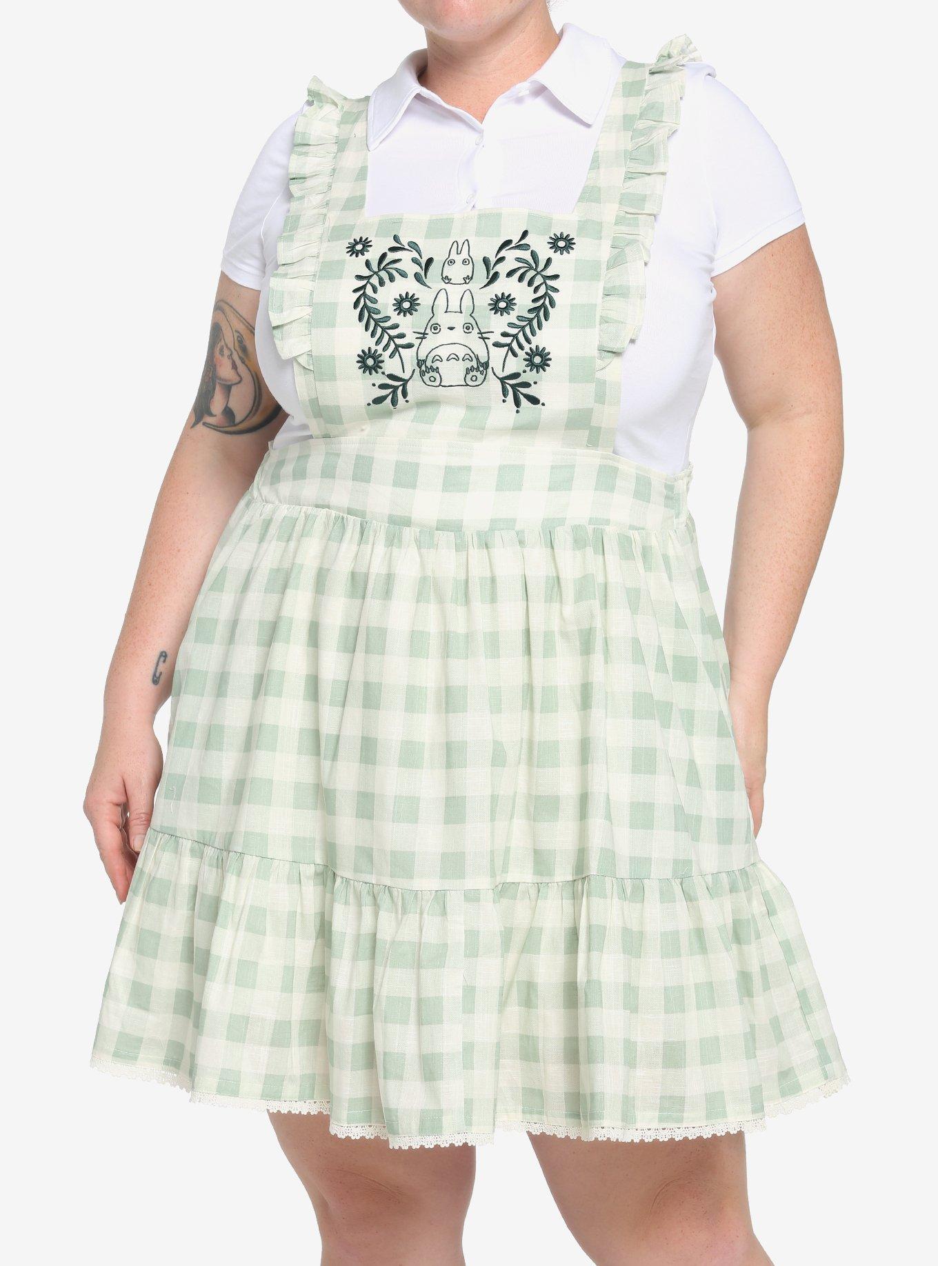 Her Universe My Neighbor Totoro Gingham Pinafore Skirtall Plus Size, MULTI, hi-res