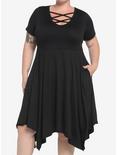 Black Strappy Neckline Dress Plus Size, BLACK, hi-res