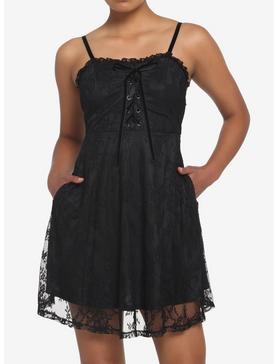 Black Lace-Up Dress, , hi-res