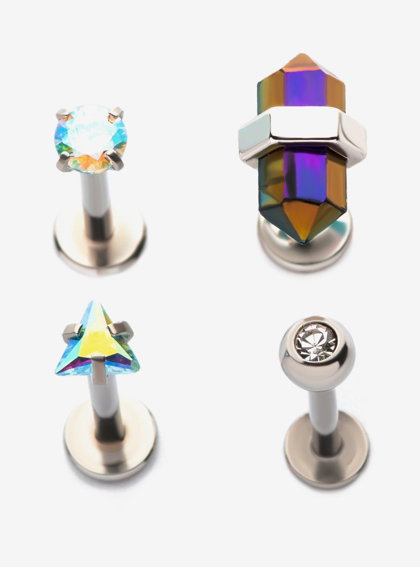 Steel Crystal Labret 4 Pack | Hot Topic
