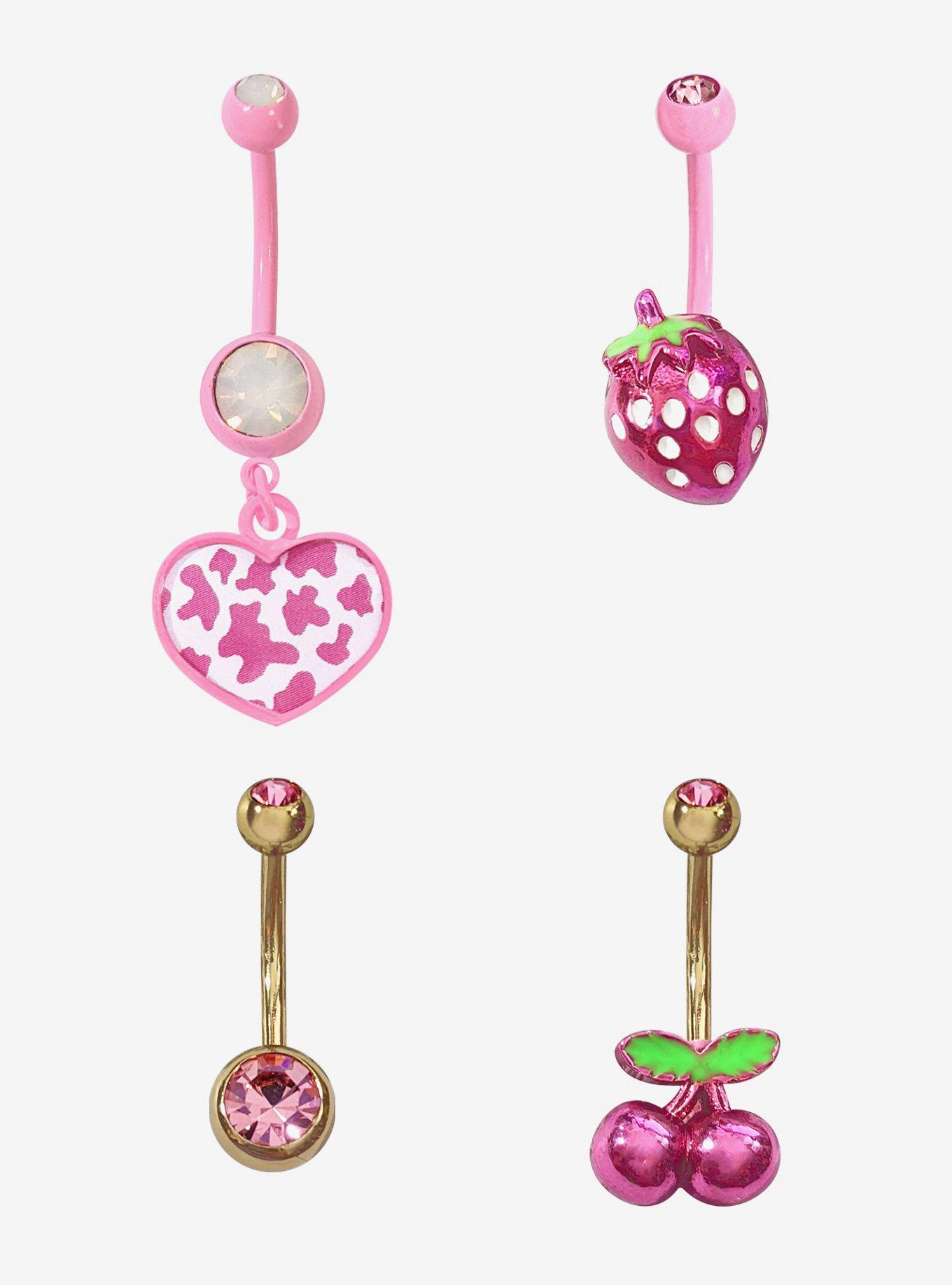 Steel Cow Strawberry Navel Barbell 4 Pack
