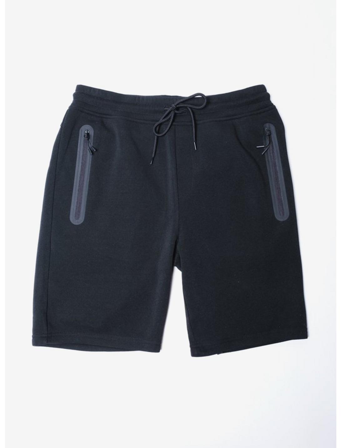 Black Heat Seal Zip Pocket Shorts, BLACK, hi-res