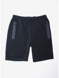 Black Heat Seal Zip Pocket Shorts, BLACK, hi-res