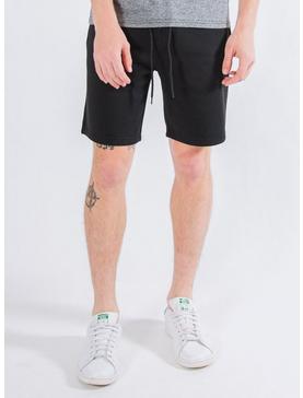 Black Zip Pocket Knit Shorts, , hi-res