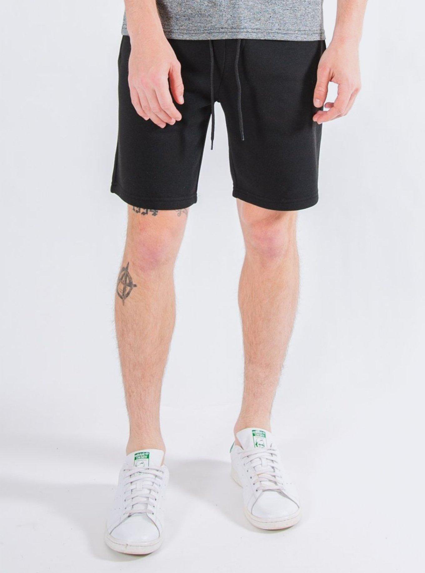Black Zip Pocket Knit Shorts, BLACK, hi-res