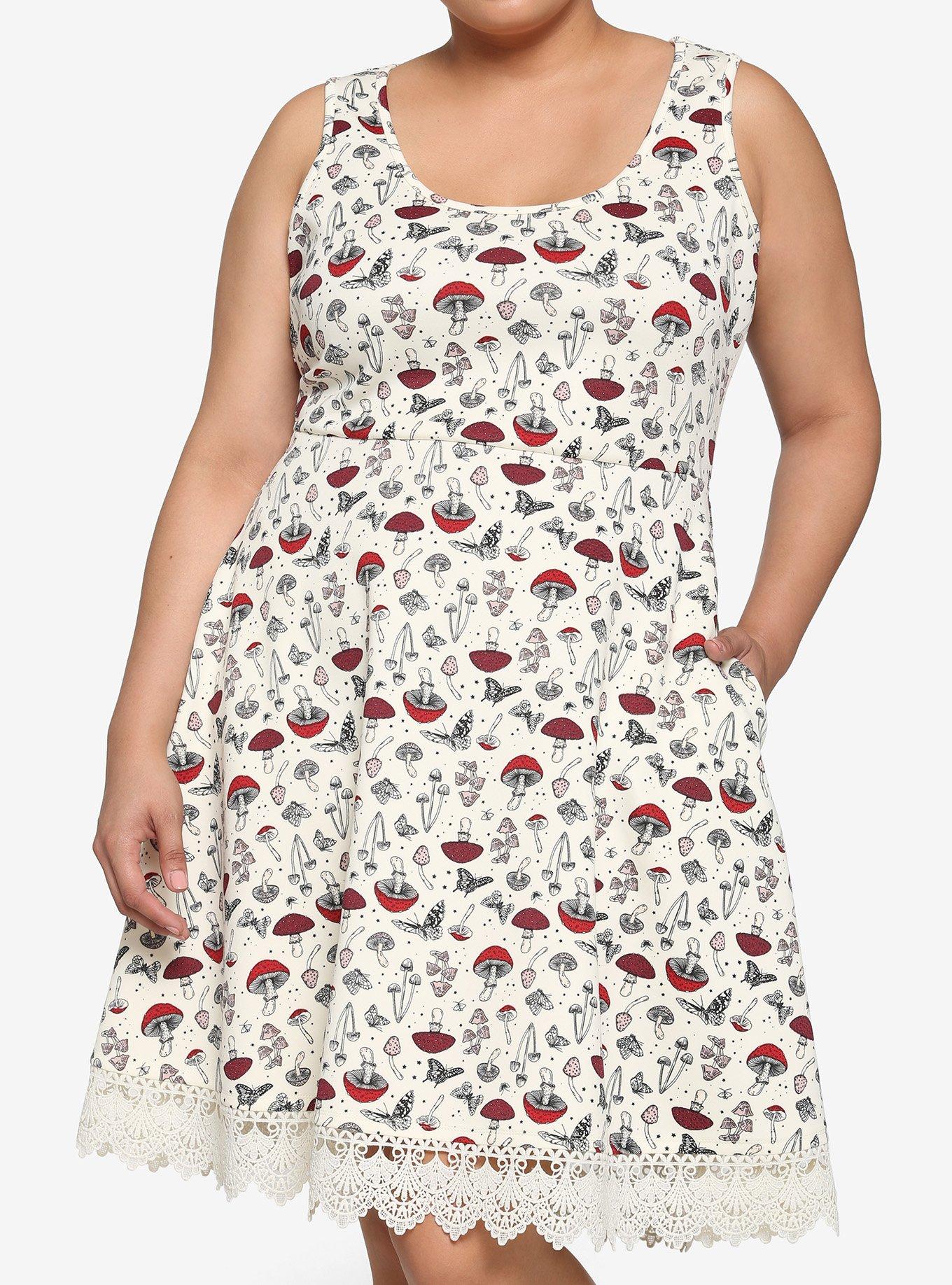 Ivory Mushroom Lace Skirt Plus Size, IVORY, hi-res