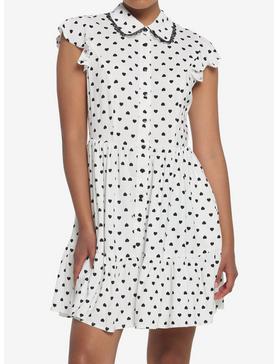 White & Black Heart Collar Dress, , hi-res