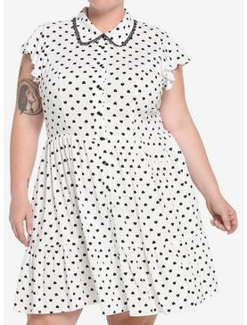 White & Black Heart Collar Dress Plus Size, , hi-res
