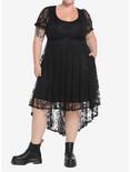 Black Lace Hi-Low Dress Plus Size, BLACK, hi-res