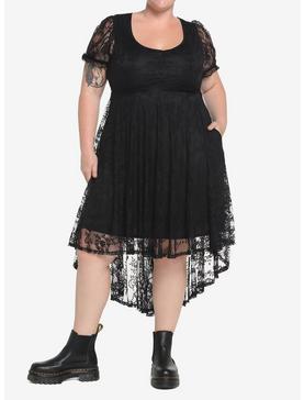 Black Lace Hi-Low Dress Plus Size, , hi-res