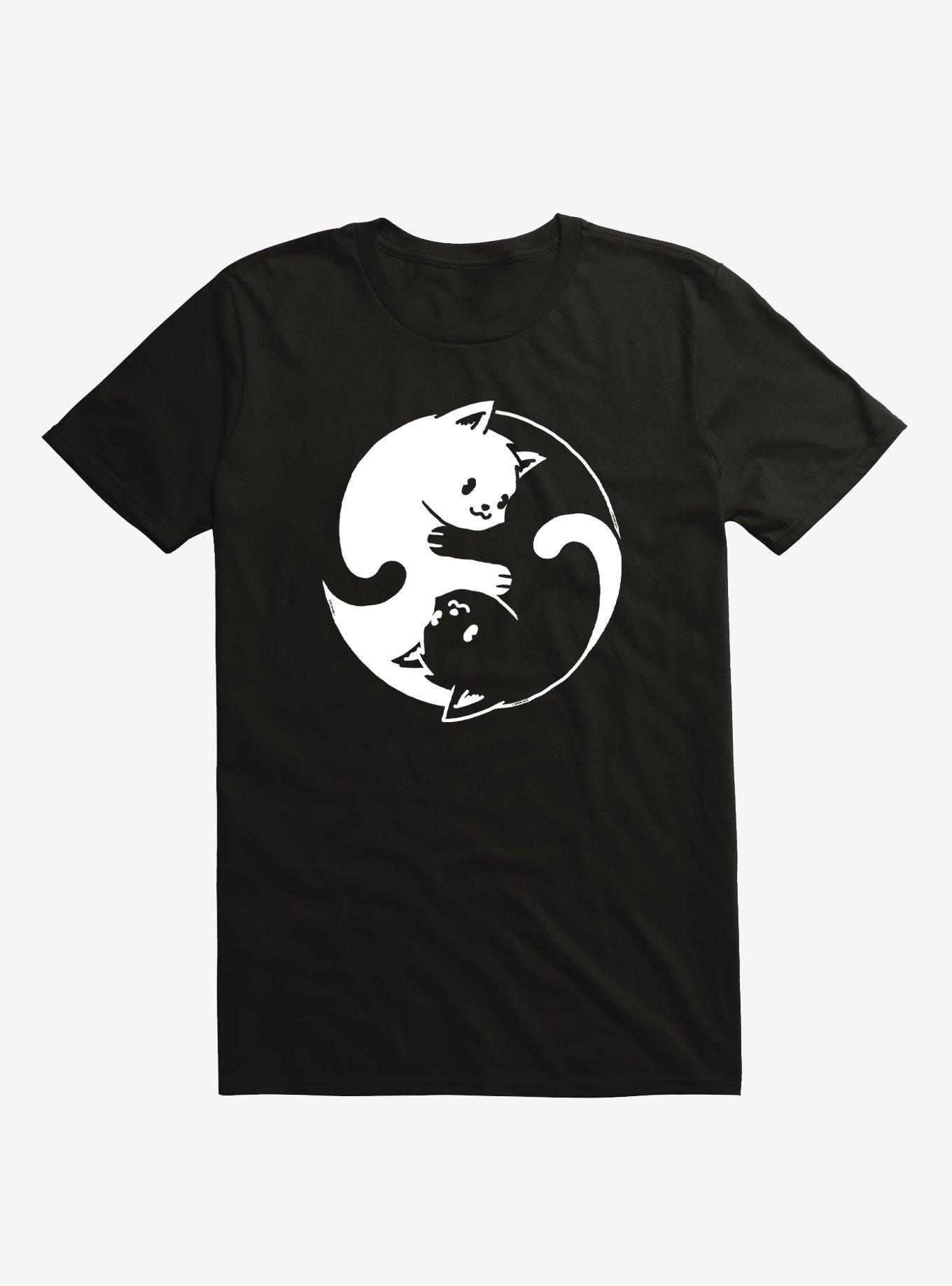 Yin-Yang Kitties T-Shirt By Vo Maria, BLACK, hi-res