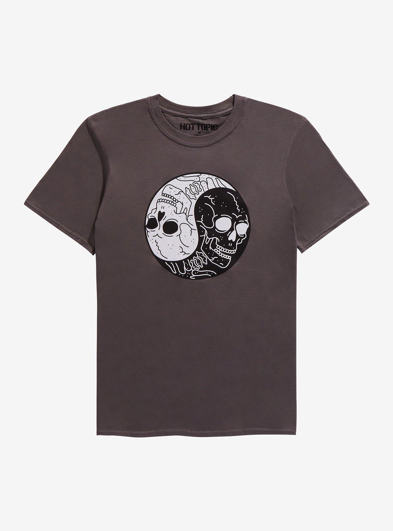 Yin-Yang Skulls T-Shirt, CHARCOAL, hi-res