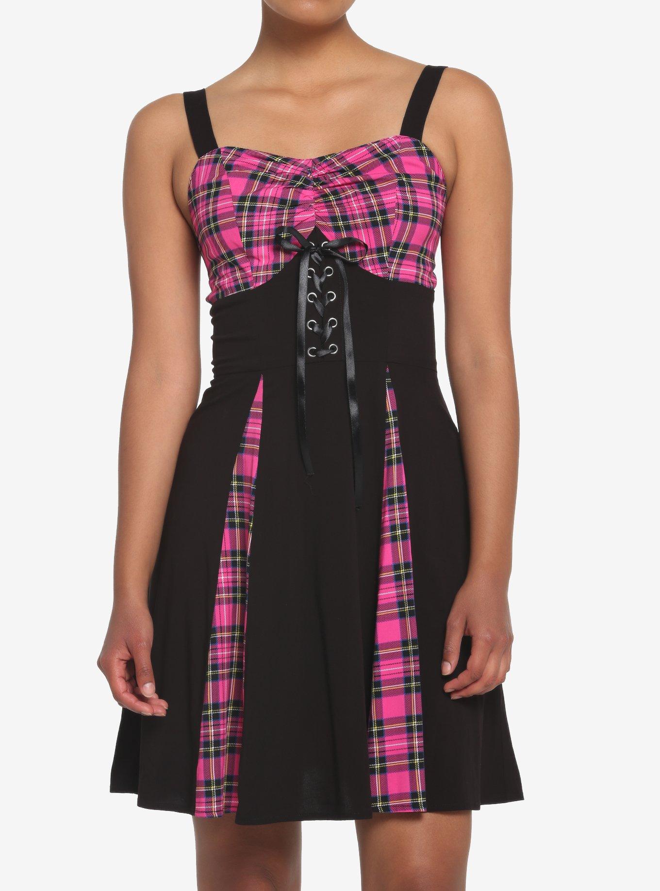 Pink plaid clearance dresses