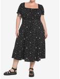 Ditsy Celestial Midi Dress Plus Size, BLACK, hi-res