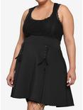 Black Lace-Up Suspender Skirt Plus Size, BLACK, hi-res