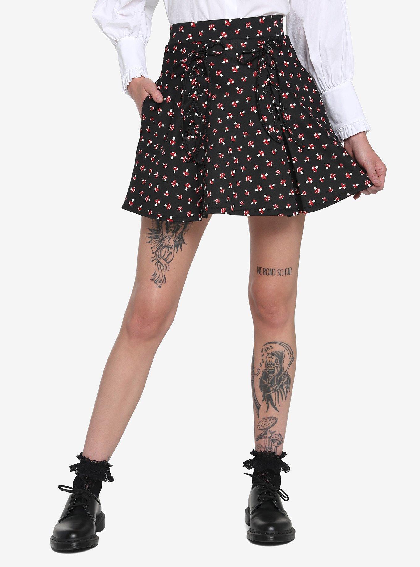 Red Mushroom Lace-Up Skirt | Hot Topic