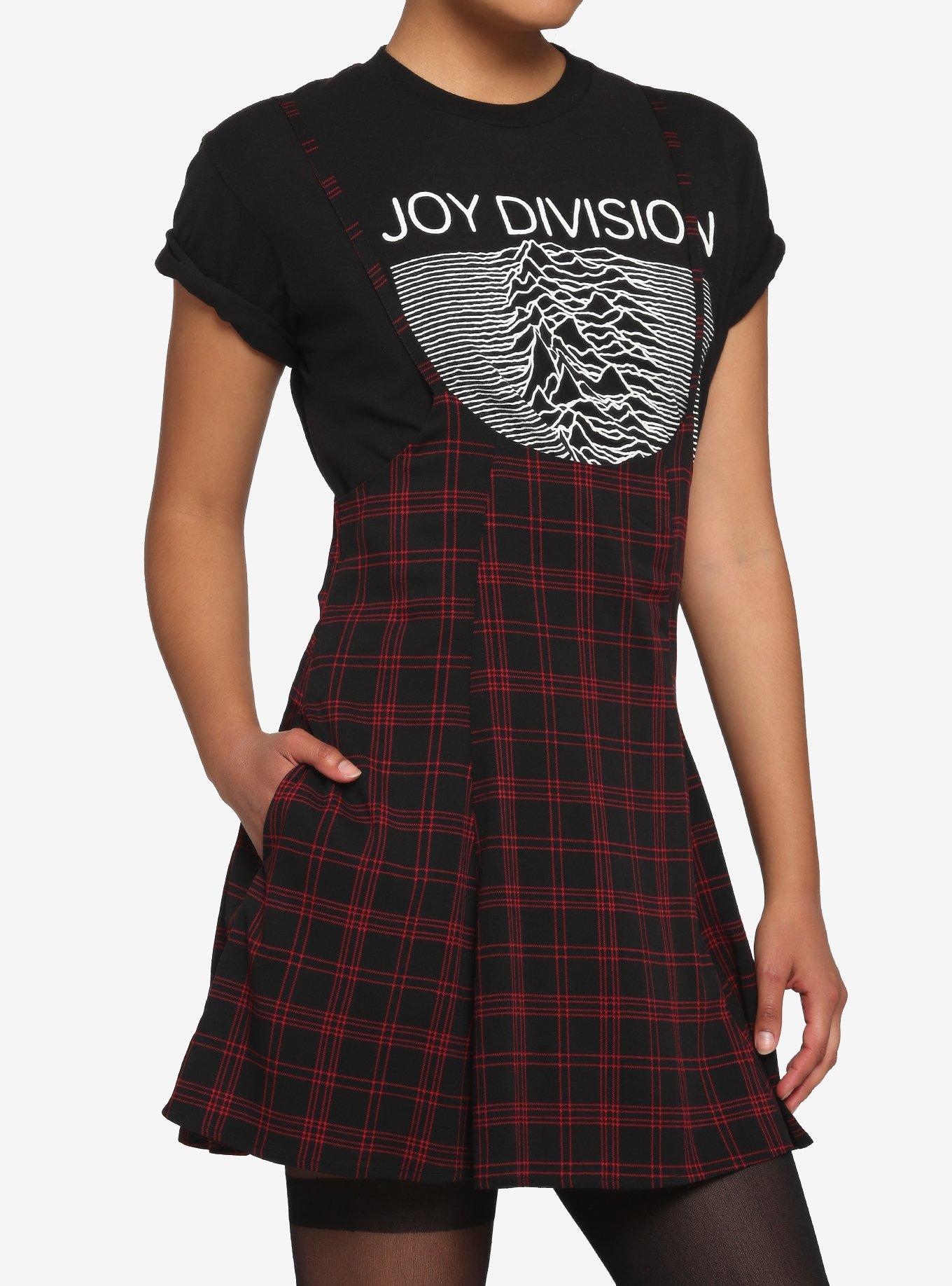 Black & Red Plaid Suspender Skirt, PLAID - RED, hi-res