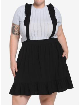 Black Ruffle Strap Suspender Skirt Plus Size, , hi-res