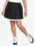 Black & White Lace Pleated Skirt Plus Size, BLACK, hi-res