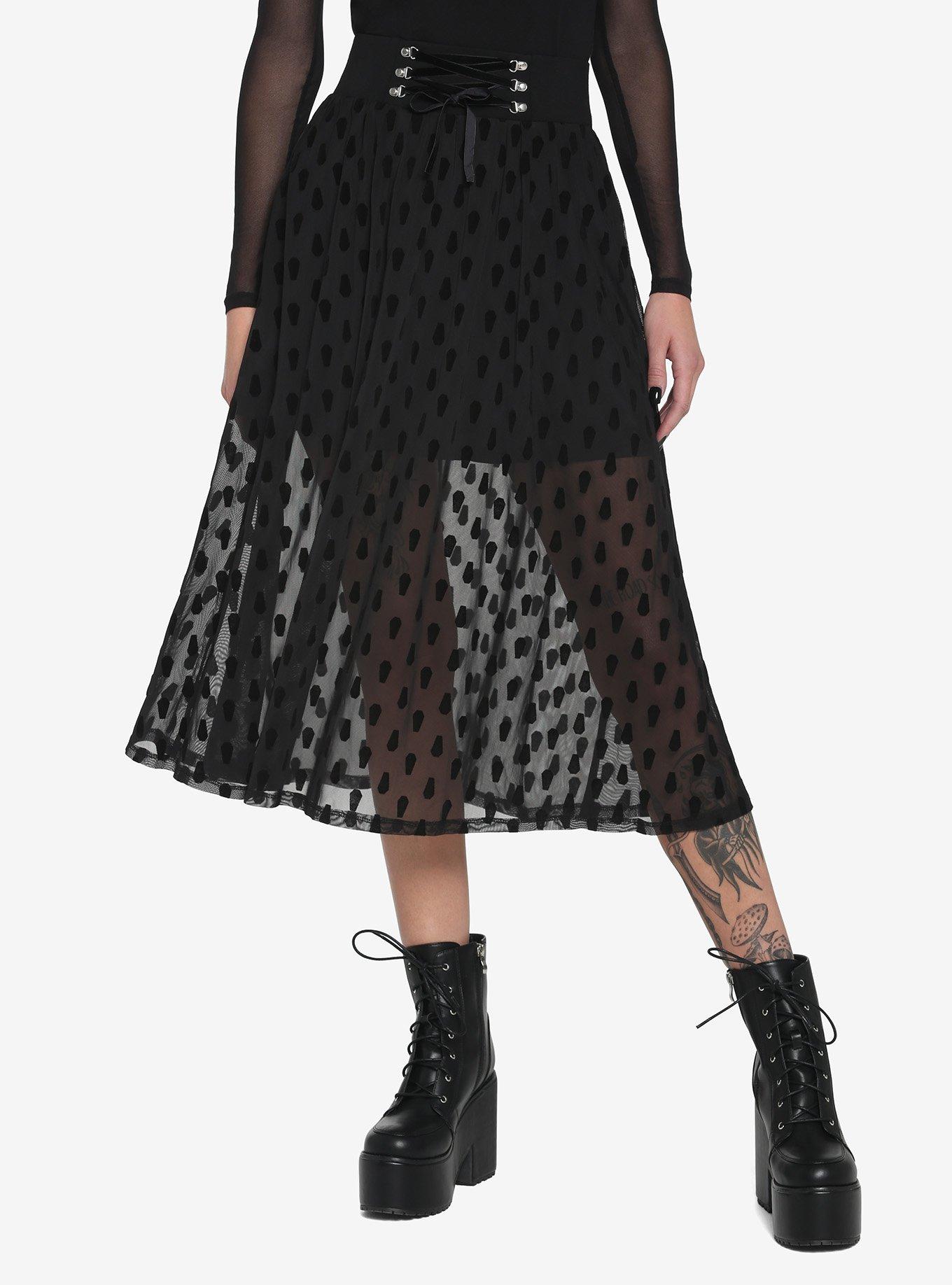 Sexy Black Skirt - Mesh Skirt - Midi Lenght Mesh Skirt