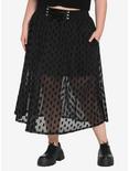 Black Coffins Mesh Maxi Skirt Plus Size, BLACK, hi-res
