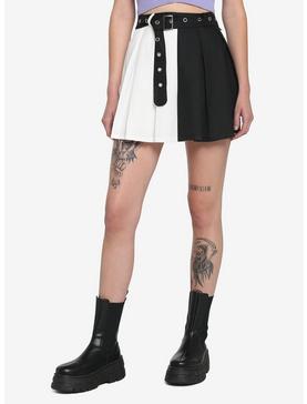 Black & White Split Grommet Belt Skirt, , hi-res