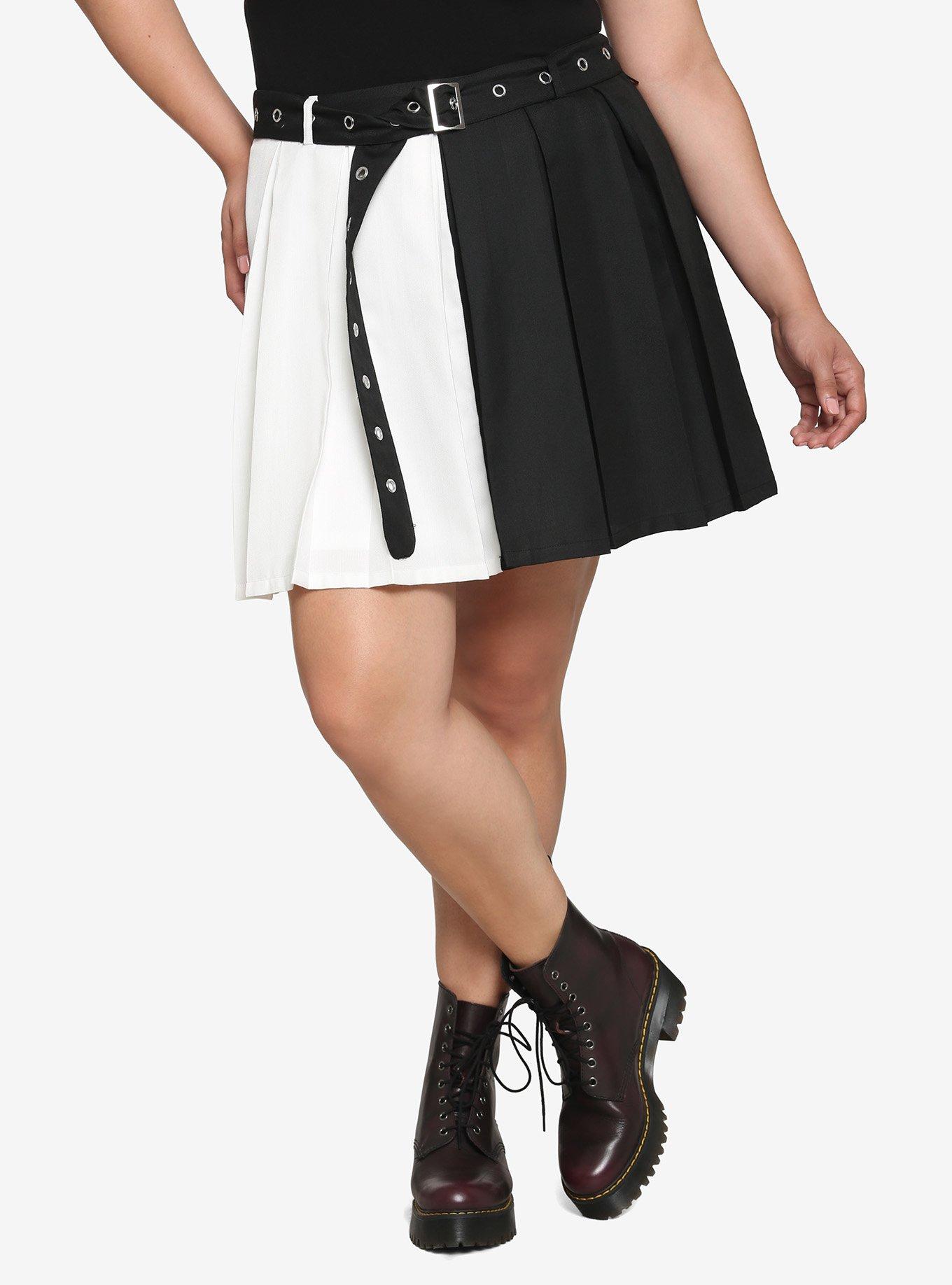 Black White Split Grommet Belt Skirt Plus Size Hot Topic