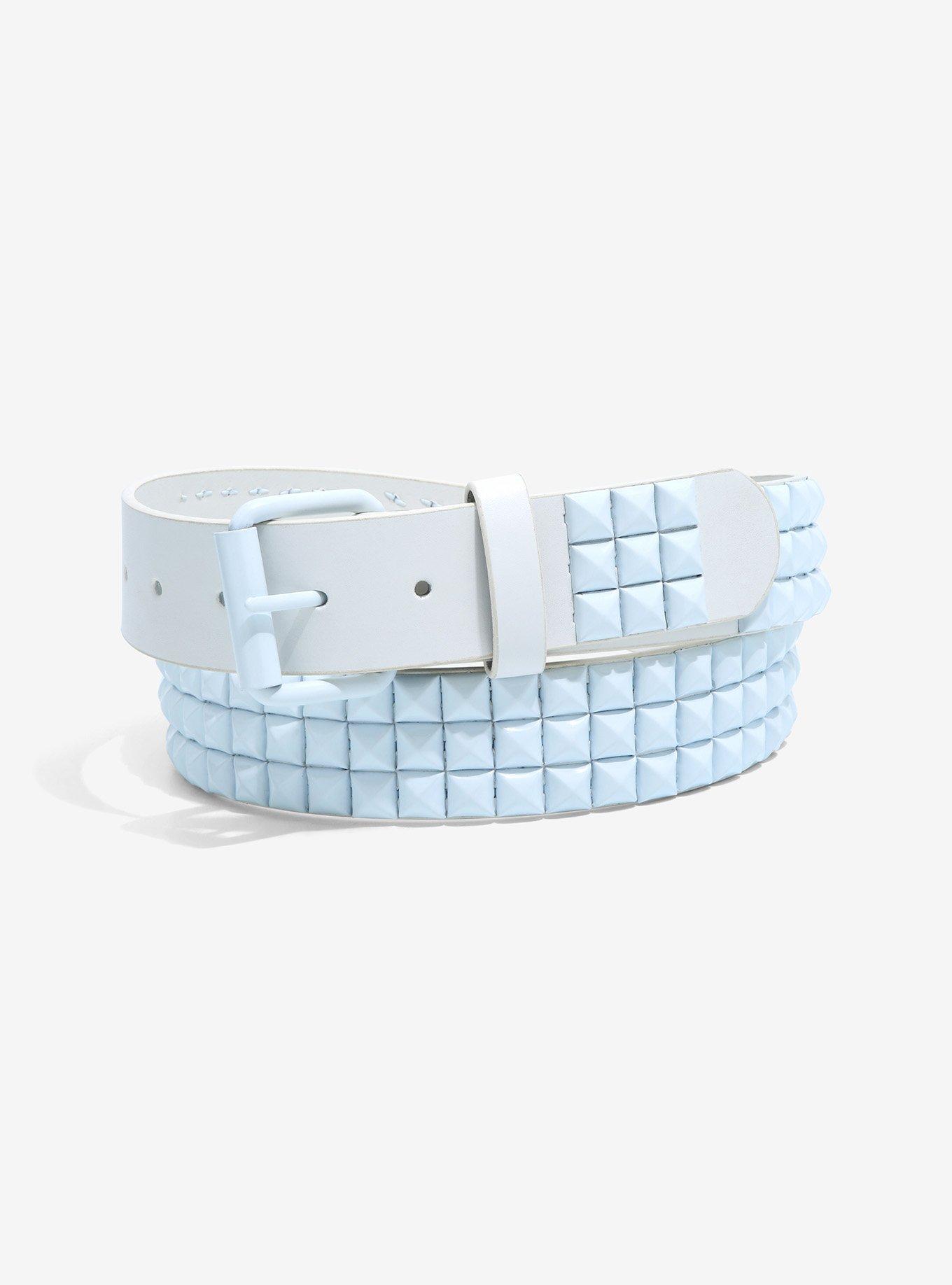 White Pyramid Stud Belt, , hi-res