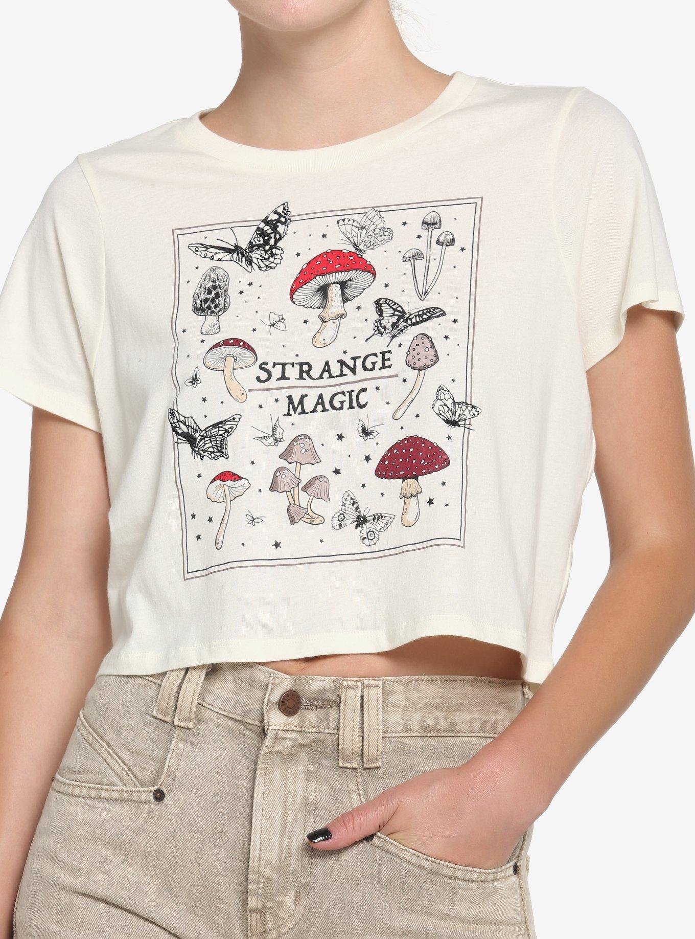 Mushroom Strange Magic Girls Crop T-Shirt, IVORY, hi-res