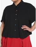 Rainbow Heart Girls Crop Woven Button-Up Plus Size, BLACK, hi-res