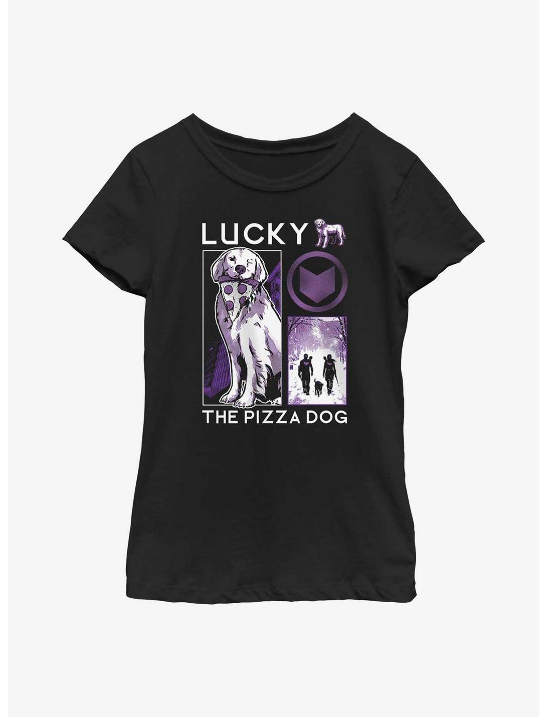 Marvel Hawkeye Lucky The Pizza Dog Youth Girls T-Shirt, BLACK, hi-res