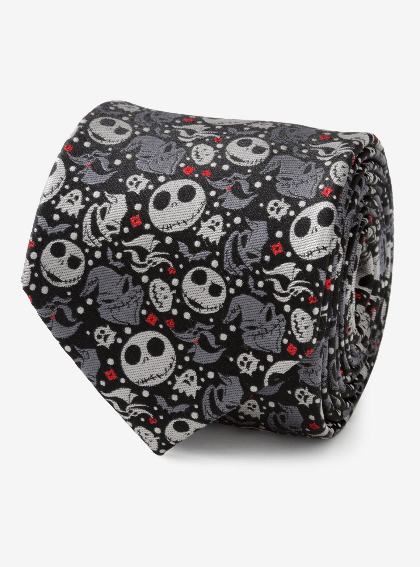 Disney The Nightmare Before Christmas Black Grey Pattern Tie, , hi-res