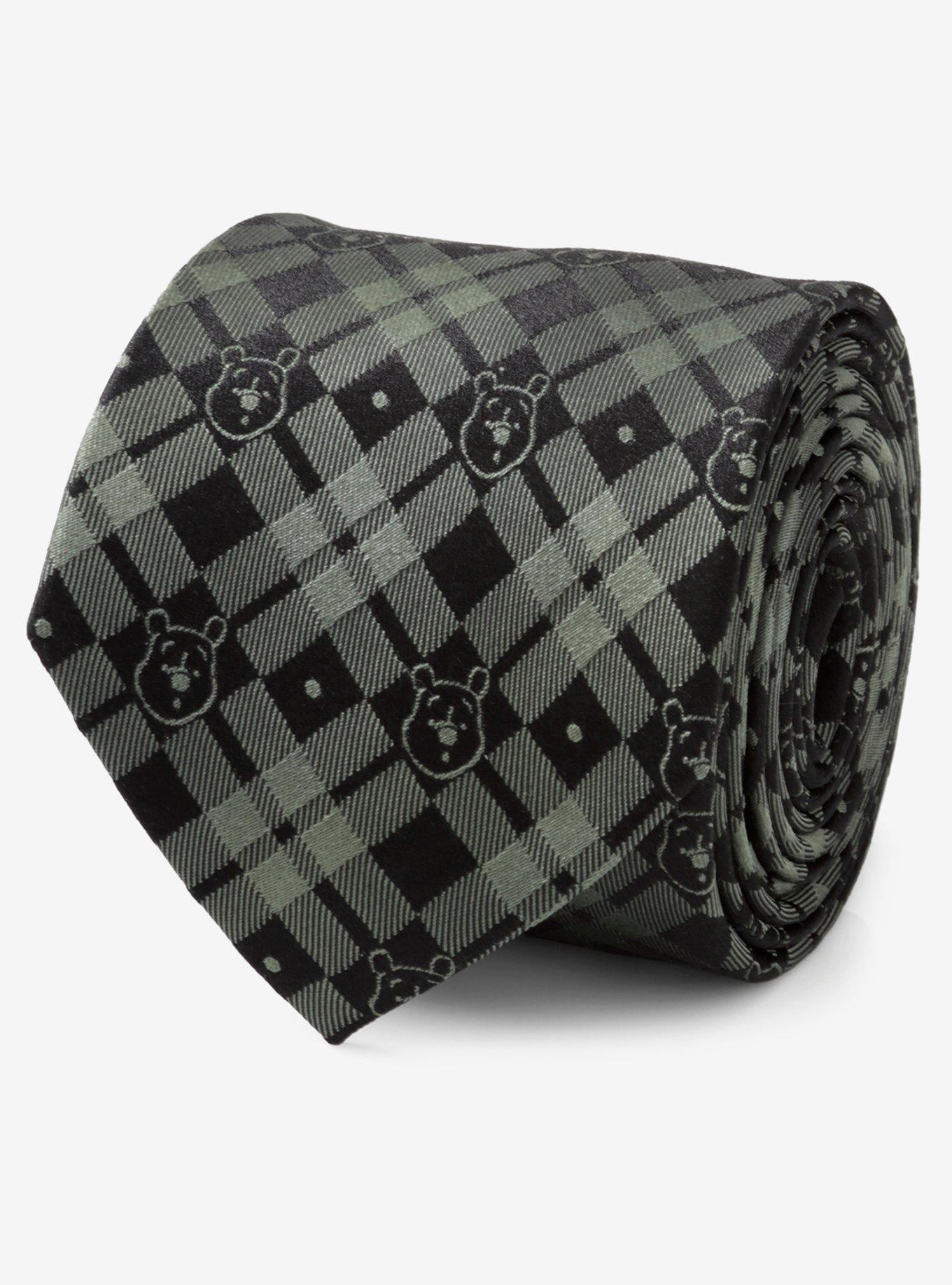 Disney Winnie The Pooh Green Black Plaid Tie, , hi-res