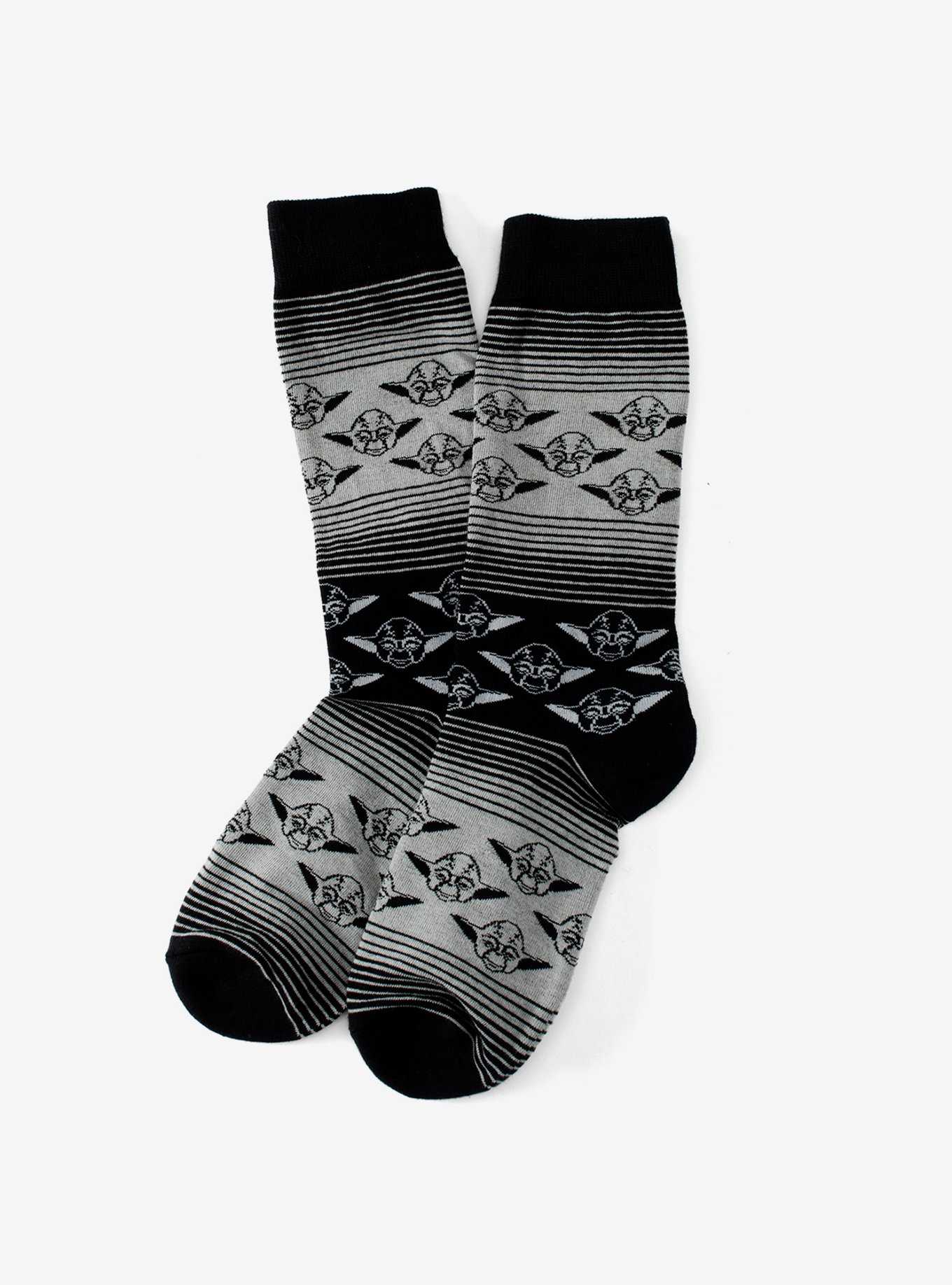 Star Wars Yoda Grey Black Ombre Stripe Socks, , hi-res