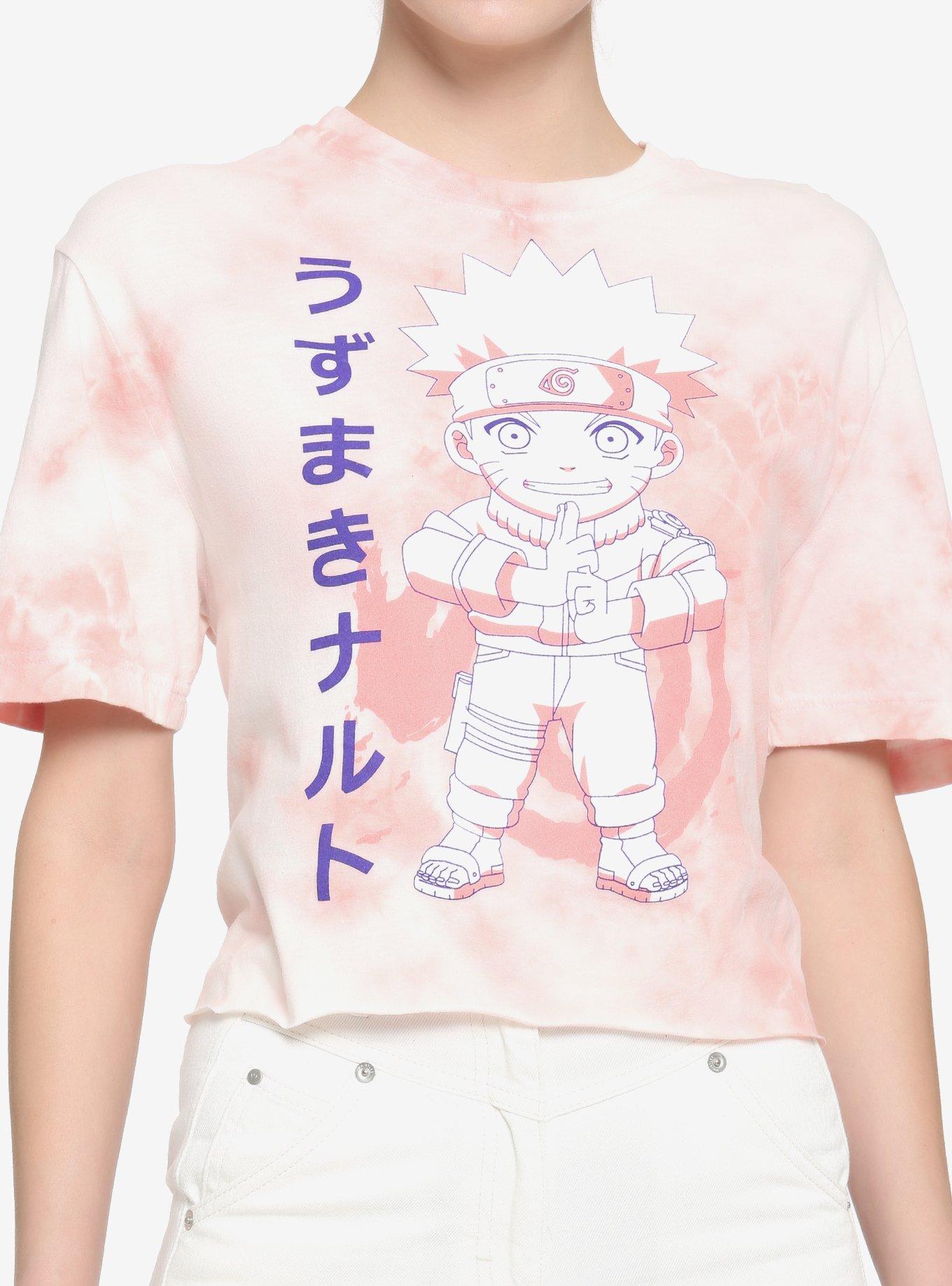 Naruto Peach Tie Dye Girls Crop T Shirt