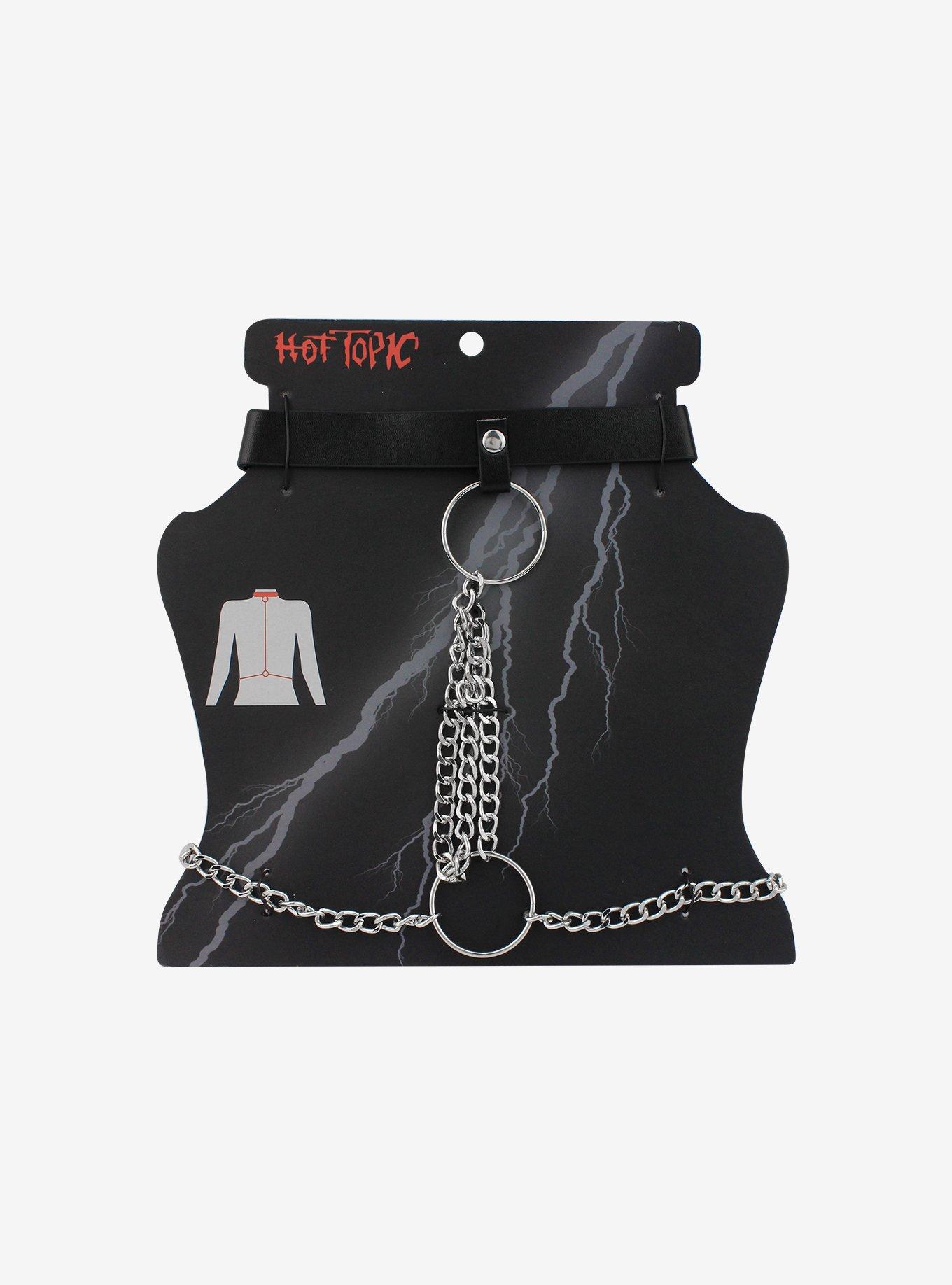 Black Choker With Body Chain, , hi-res