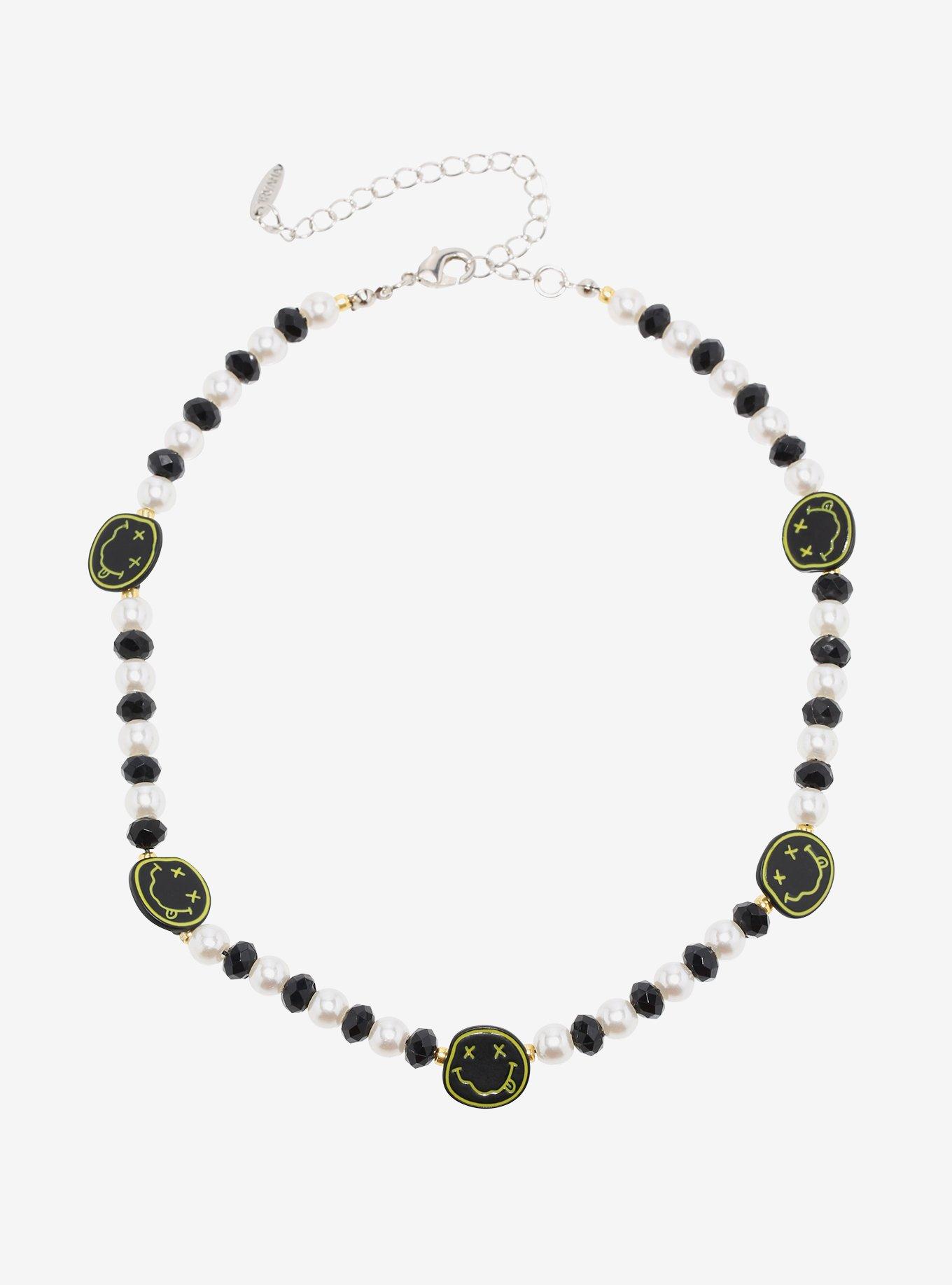 Nirvana Smile Icon Beaded Choker Necklace, , hi-res