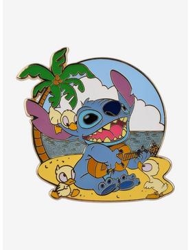 Disney Lilo & Stitch Ukulele Stitch & Ducks Enamel Pin - BoxLunch Exclusive, , hi-res
