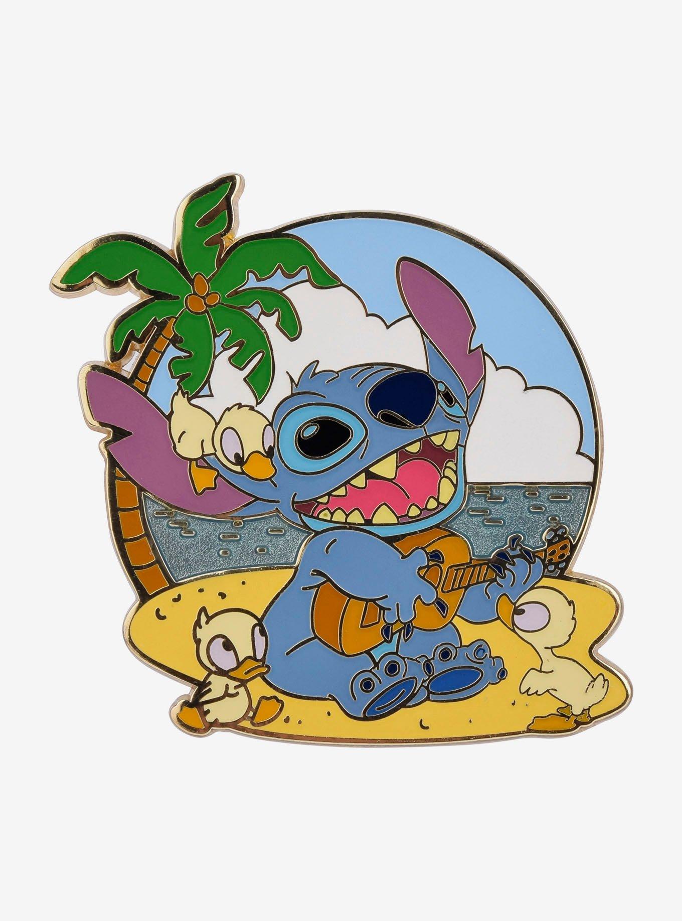 Disney Lilo & Stitch Ukulele Stitch & Ducks Enamel Pin - BoxLunch Exclusive, , hi-res