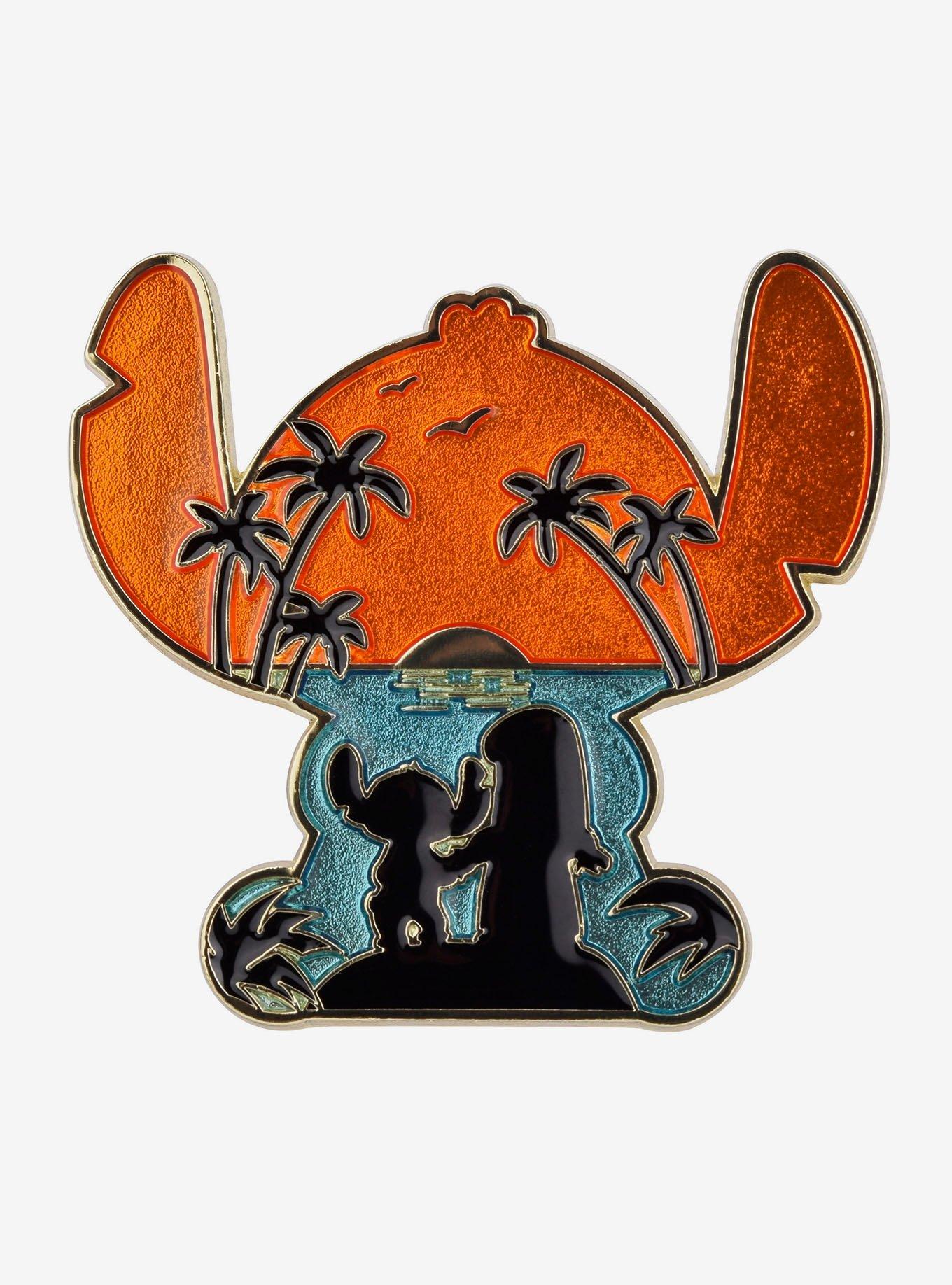 Disney Lilo & Stitch Sunset Beach Silhouette Enamel Pin - BoxLunch Exclusive, , hi-res