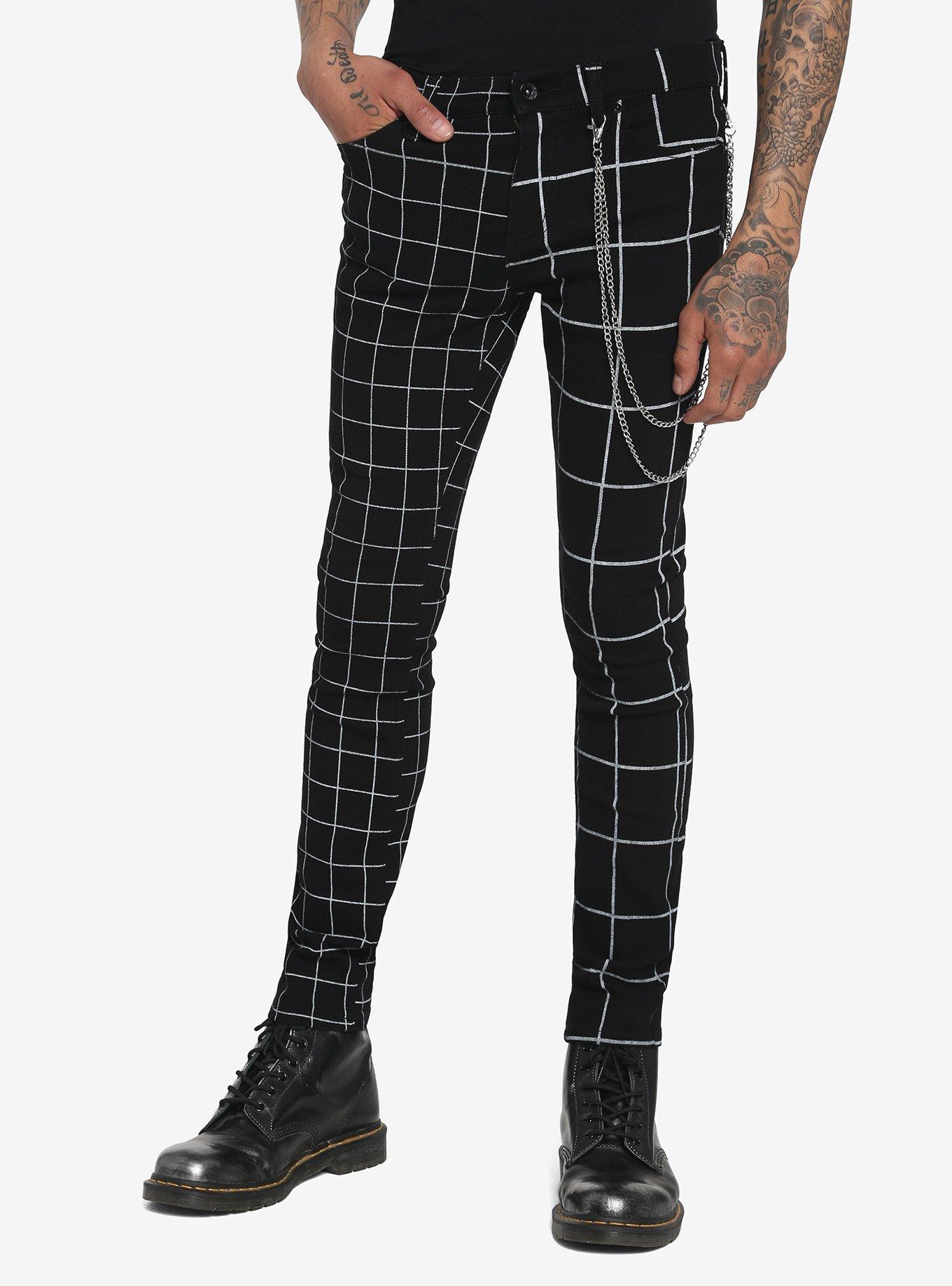 Black & White Double Grid Stinger Jeans | Hot Topic