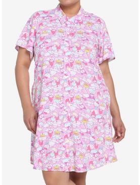 Hello Kitty And Friends Pastel Collage Button-Up Dress Plus Size, , hi-res