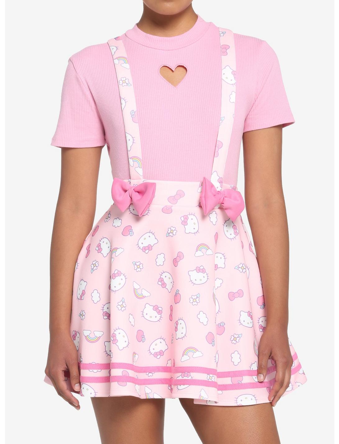 Hello Kitty Puffy Bow Suspender Skirt, MULTI, hi-res