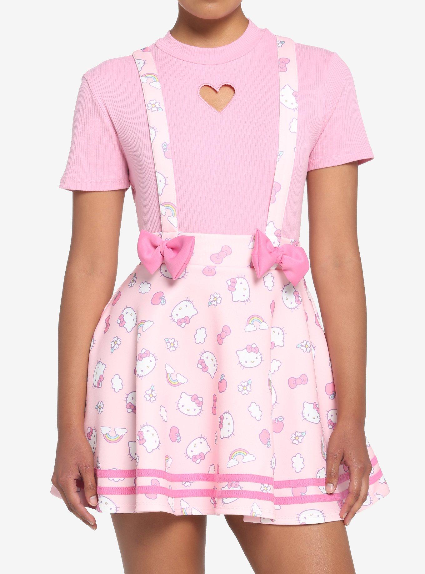 Hello Kitty Puffy Bow Suspender Skirt, MULTI, hi-res