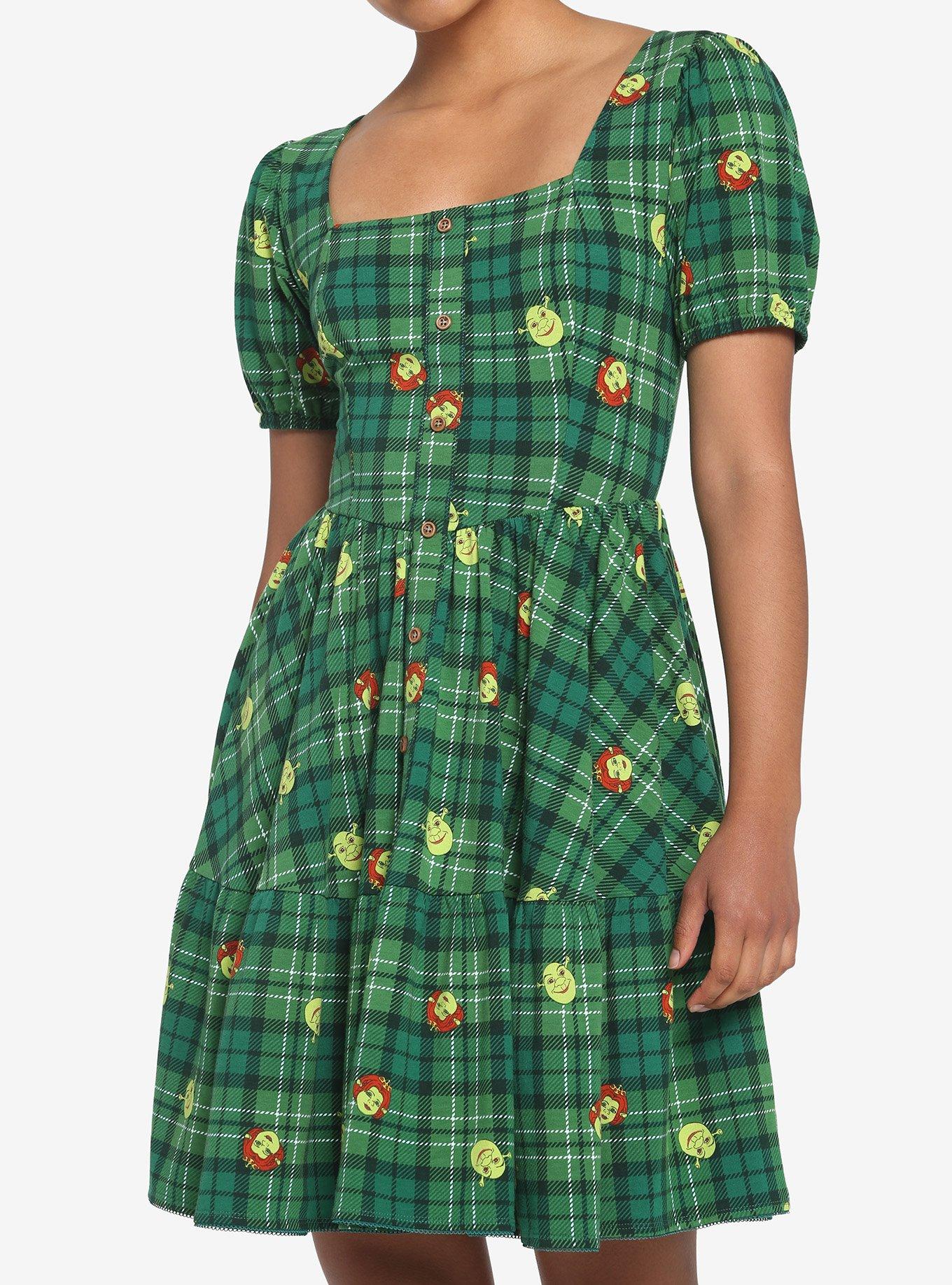 Shrek Fiona Plaid Tiered Dress, MULTI, hi-res
