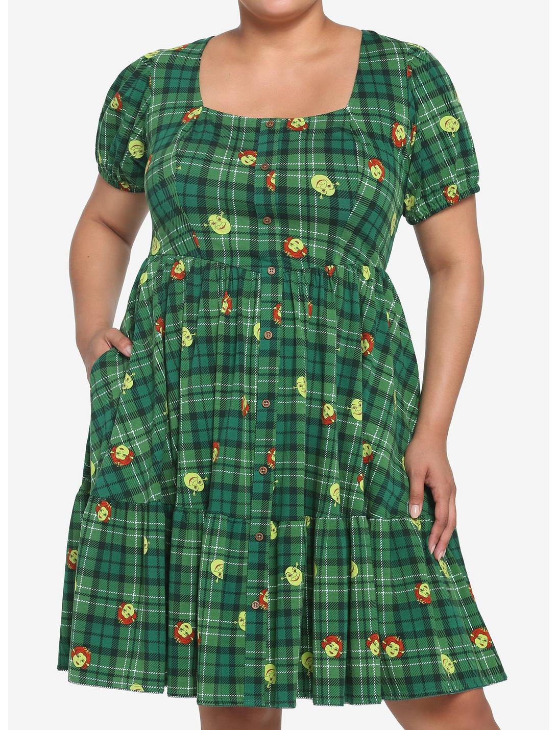 Shrek Fiona Plaid Tiered Dress Plus Size, MULTI, hi-res