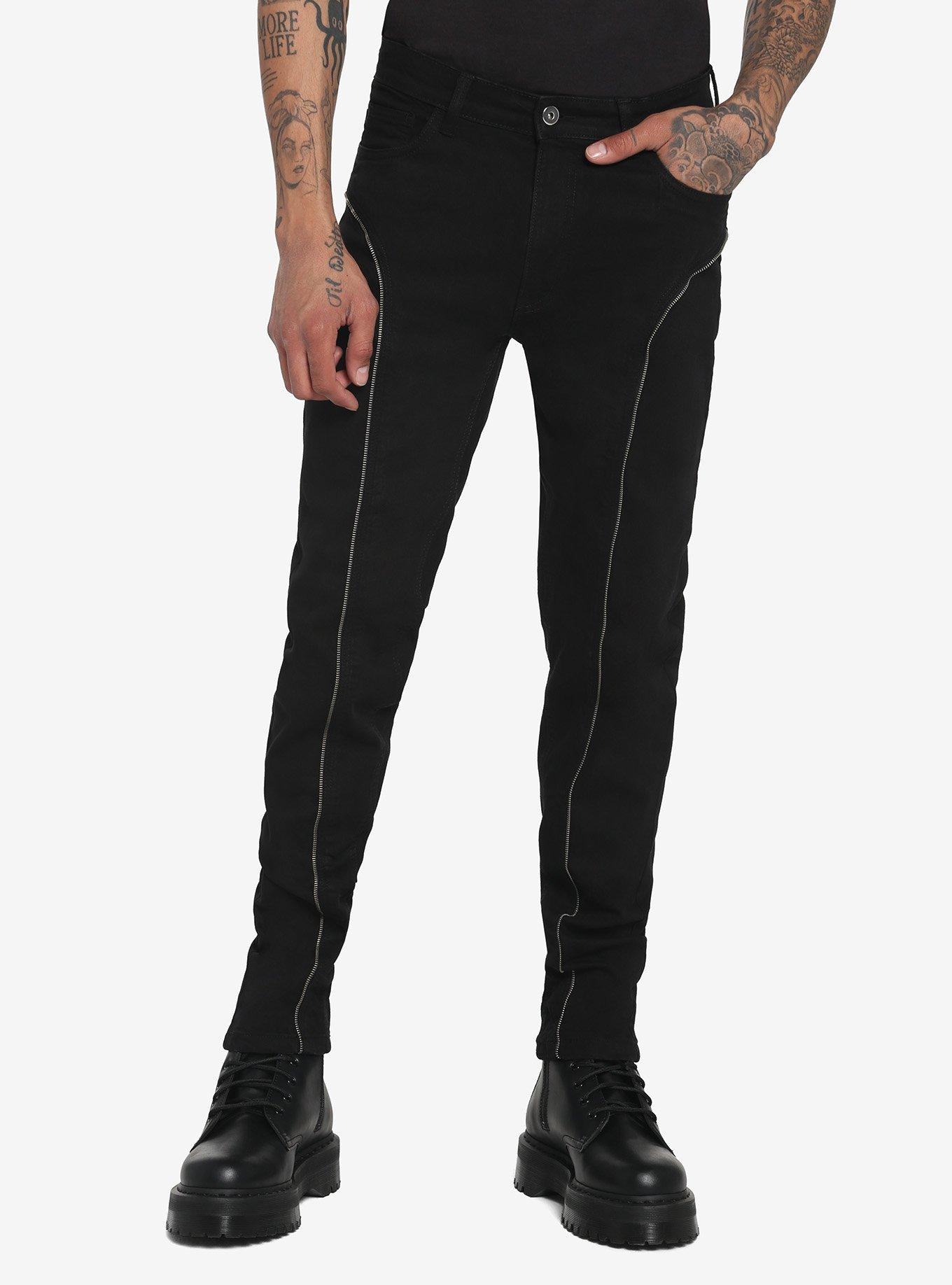 Black skinny jeans with hot sale zippers