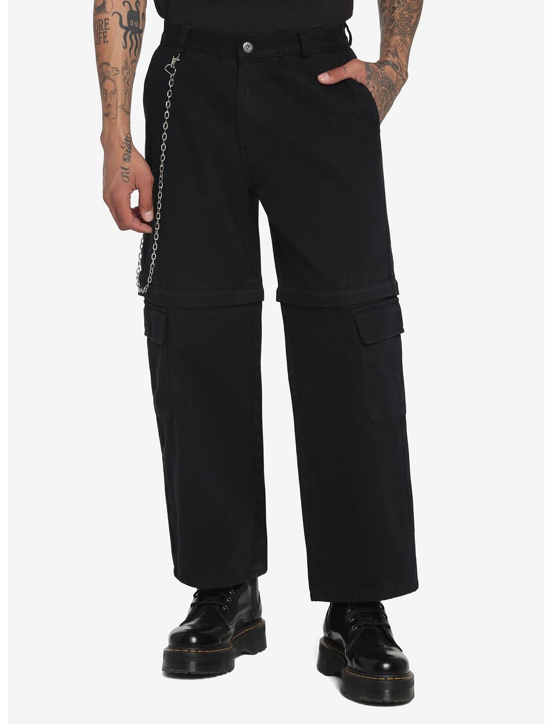 Black Carpenter Pants With Chain, BLACK, hi-res