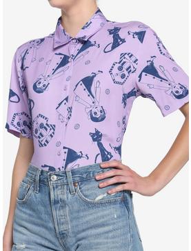Coraline Doll & Cat Tonal Girls Woven Button-Up, , hi-res