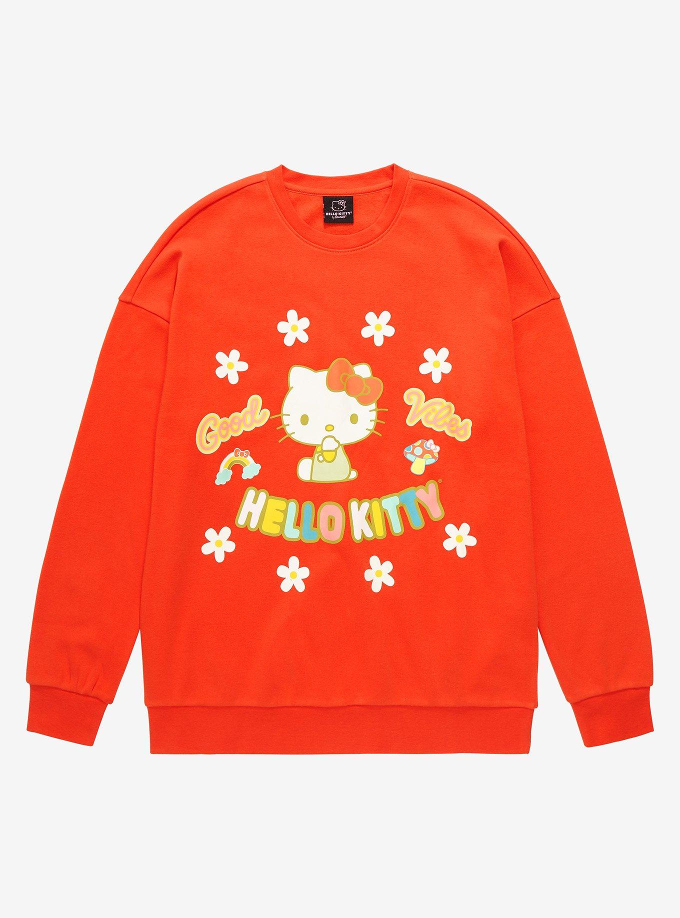 Sanrio Hello Kitty Good Vibes Crewneck - BoxLunch Exclusive, RED, hi-res